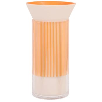 AMANDIO - Vase en dolomite blanche et orange H32