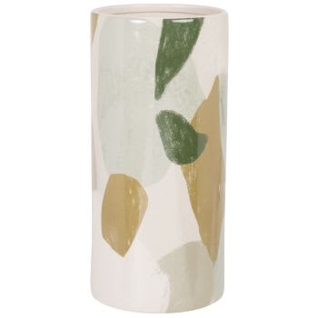 VIC - Vase en grès écru, marron, gris et vert H34