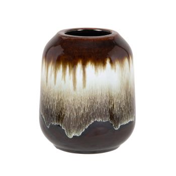 KAWA - Vase en grès marron et bleu clair H13