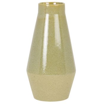 SAIMEE - Vase en grès vert olive H25