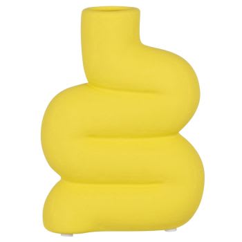 SOO-AH - Vase en porcelaine jaune H15