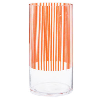 ALDA - Vase en verre recyclé transparent et orange H27