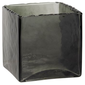 AYSEL - Vase en verre recyclé vert kaki H13