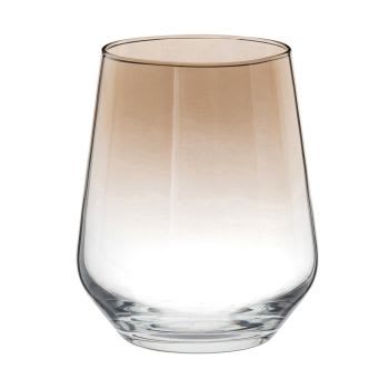 HARMONIY - Lote de 3 - Vaso de cristal degradado transparente y ámbar brillante
