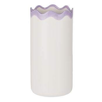 TINA - Vaso grande con bordo dentellato in dolomite écru e lilla alt. 40 cm