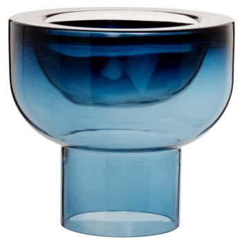 MASSARELOS - Vaso in vetro soffiato blu notte alt. 21 cm