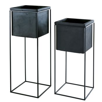 LEO - Vasos pretos em fibra de vidro e metal A78 (x2)