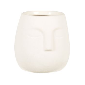 ALI - Vela perfumada con diseño de rostro en tarro de cerámica blanca 190g