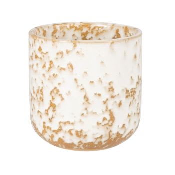 SANDY - Vela perfumada em copo de cerâmica branco e caramelo 270g
