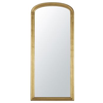 Vergulde afgeronde spiegel met sierlijst 86 x 198 cm