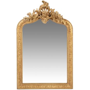 CONSERVATOIRE - Vergulde paulowniahouten spiegel met lijstwerk 62 x 96 cm