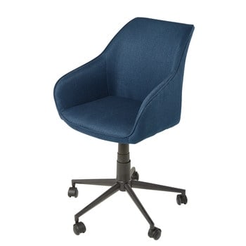 Jake Business - Verstelbare blauwe bureaustoel met wieltjes en zwart metaal 
