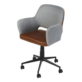 Frank Business - Verstelbare tweekleurige bureaustoel met wieltjes en zwart metaal