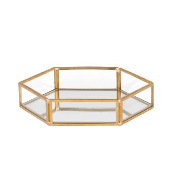 VIAH - Prato hexagonal para joias com espelho e metal dourado