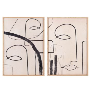 VINCENT - Tweeluik met beige, zwart en bruin abstracte print 84 x 60 cm