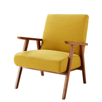 Hermann - Vintage fauteuil met mosterdgele bekleding