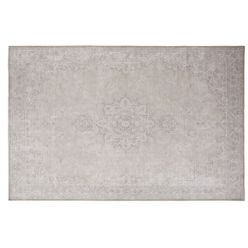Vintage geweven en bedrukt beige tapijt met verweerd effect 190 x 290 cm