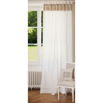 Vorhang aus Baumwolle in Weiß und Beige mit Pompons 150x250