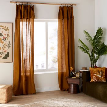 Vorhang mit Ösen und Clips aus gewaschenem Leinen, bronzefarben 1 Vorhang, 130x300cm