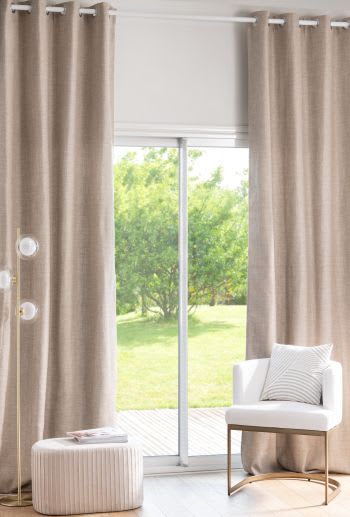 Mokkafarbener Vorhang mit Ösen aus Maisons Leinen, 1 130x300cm, OEKO-TEX® gewaschenem du zertifiziert Vorhang, | Monde