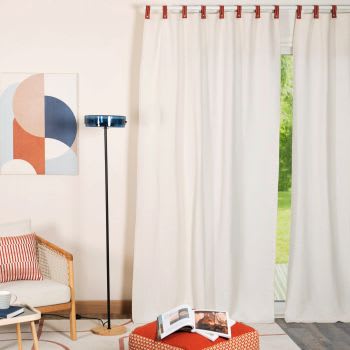 SUSANNA - Vorhang mit Schlaufen aus Baumwolle, weiß und braun, 1 Vorhang, 140x250cm