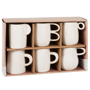 WADI - Tassen-Box aus Steingut, Set aus 6, sandfarben