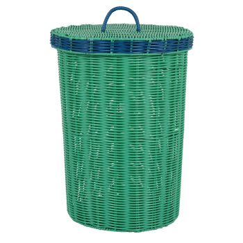 SCOUBI - Wäschekorb mit Deckel in Grün und Blau