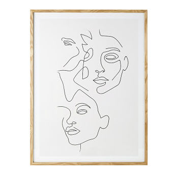 GABRIELLA - Wanddecoratie met print van minimalistische gezichten 75 x 100 cm