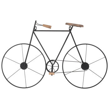 Wanddeko Fahrrad aus Tannenholz und Metall, schwarz, 76x50