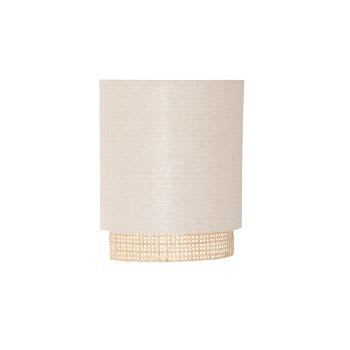 Karven - Wandlamp van beige katoen en rotan, D10