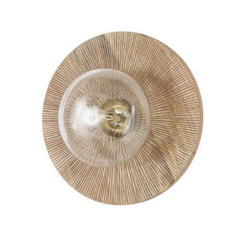 Wandlamp van handbewerkt mangohout met glazen bol