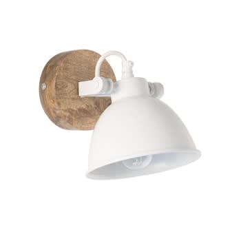 Vestfold - Wandlampe aus Metall, weiß und Mangoholz