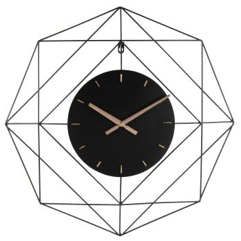 ALSTON - Wanduhr aus Metalldraht, schwarz 60x60