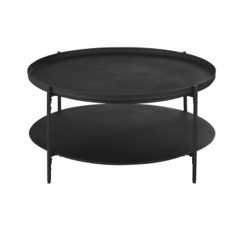 Watkin - Table basse ronde en métal noir