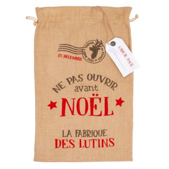 Weihnachtssack aus Jute, bedruckt