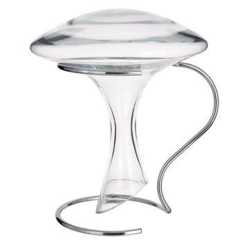 Weindekanter aus Glas mit Gestell aus Metall