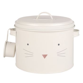 GIRLY - White Metal Dry Cat Food Storage Tin
