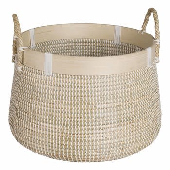 White Woven Plant Fibre Basket