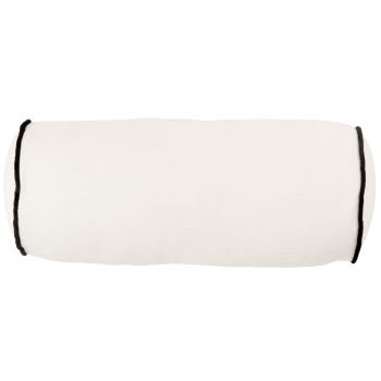 Roll - Wit velours kussen met zwarte bies, 45 x 17 cm