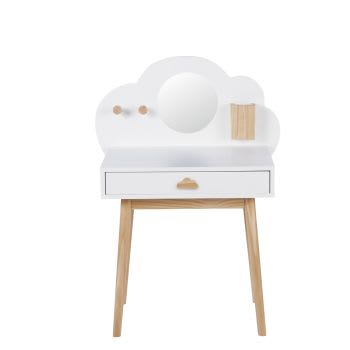 Nuage - Witte en natuurkleurige kinderkaptafel met 1 lade