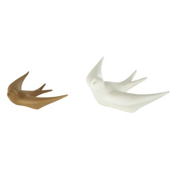 AUBENAS - Witte en terracotta beeldjes van vogels L42 (x2)