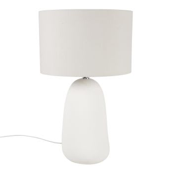 Jalit - Witte keramische lamp met lampenkap van gerecycleerd polyester