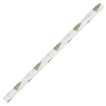 Set van 4 - Witte papieren geschenkverpakking met groene dennenboomprint