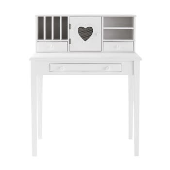 Valentine - Witte schrijftafel met 1 deurtje en 3 lades