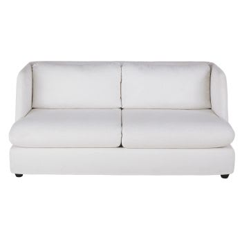 Basile - Witte slaapbank uit bloucéstof met 2/3 zitplaatsen, matras van 14 cm