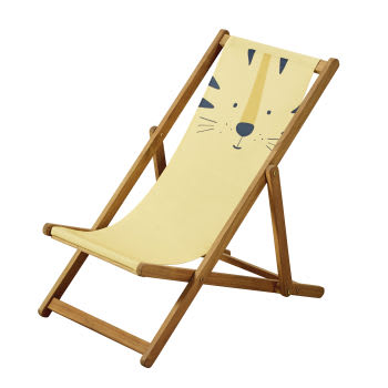 Mini Jungle - Yellow Tiger Head Fabric and Acacia Child's Lounger