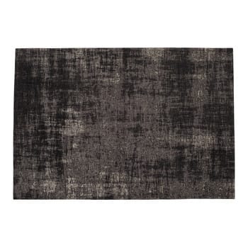 Feel - Zwart jacquard geweven vintage tapijt 155x230