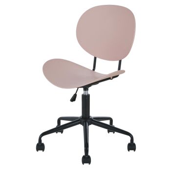 Luna - Zwarte en roze bureaustoel met wieltjes
