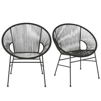 Copacabana Business - Zwarte fauteuil van hars en metaal voor professioneel gebruik (x2)