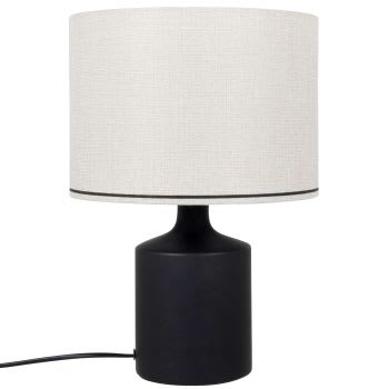 Vadelie - Zwarte keramische lamp met  beige gerecycled polyester lampenkap